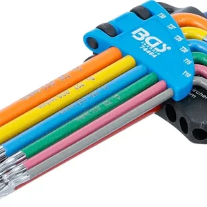 Actieprijs BGS 74464 Stiftsleutelset meerkleurig T-profiel (voor Torx) met boring en kogelkop T10 - T50 9-delig