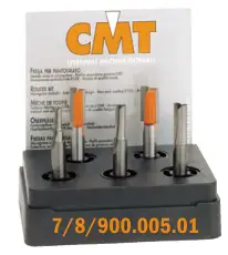 CMT 900.005.01 Set van 5 frezen in pvc kistje schacht 8 mm HM Exclusieve Aanbieding
