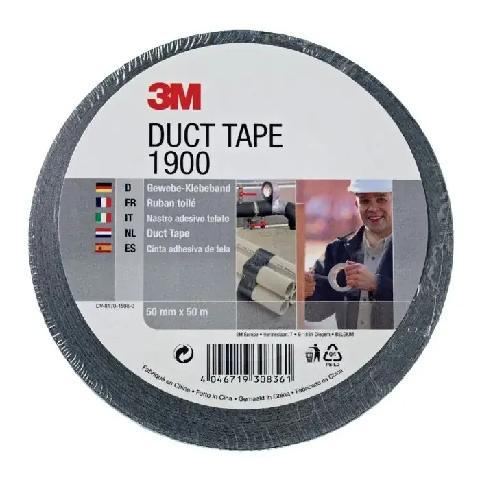 3M 9.21.01.900.55 Economy Duct Tape 1900, Zwart, 50 mm x 50 m Shop Nu