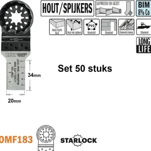 Alleen Vandaag CMT OMF183-X50 Multitoolzaagblad voor hout met spijkers 20 mm 50 Stuks