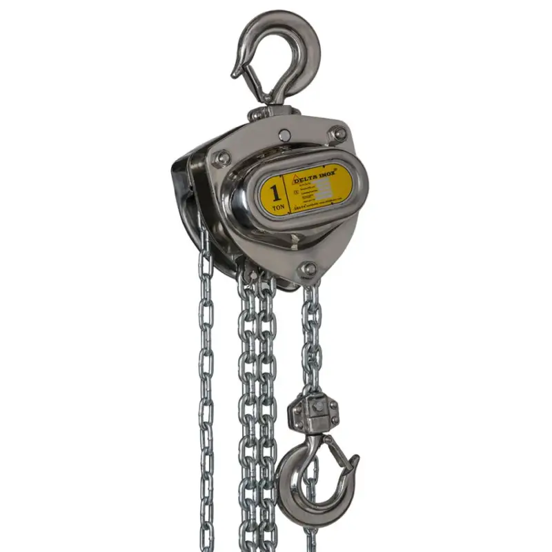 Delta DSS.0.06600503 INOX Handkettingtakel roestvrijstaal met roestvrijstale last- en handketting - 0,5 ton - met 3 meter hijshoogte Geld-Terug-Garantie