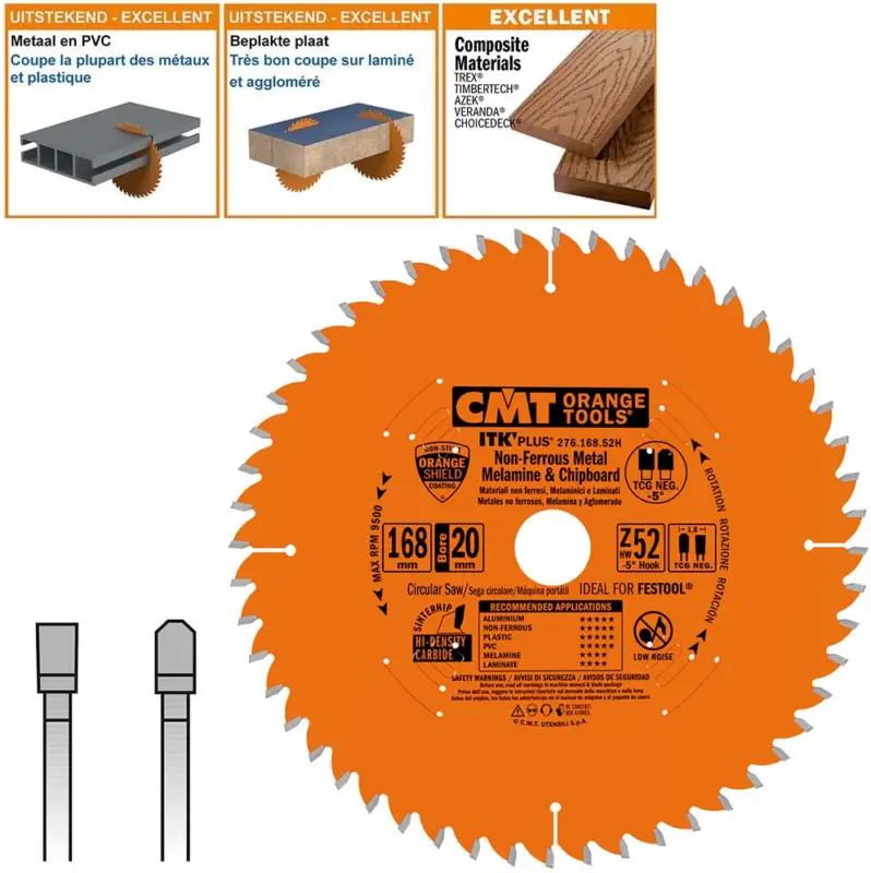 Uitverkoop CMT 276.168.52H ITK-Plus Afkort Zaagblad Non-Ferro & Composite 168 x 20 x 1,2 x 52T