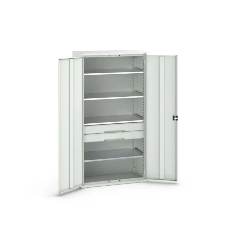 Aanbieding Bott 16926574.16 Verso systeemkast 1050x550x2000mm 4 legborden 2 lades 1 perfo achterwand RAL 7035