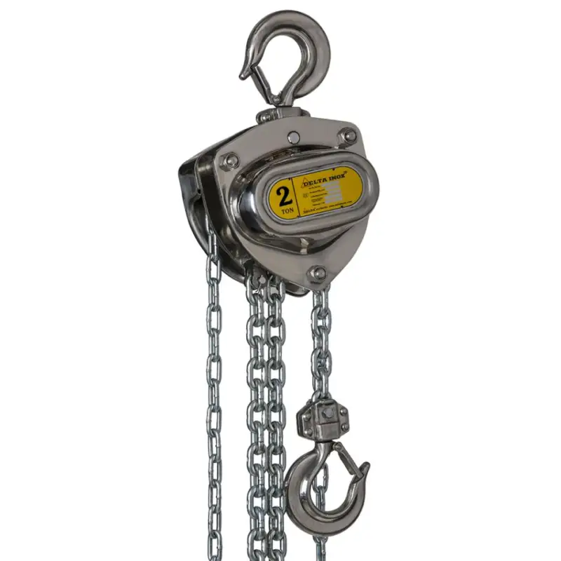 Delta DSS.0.06602006 INOX Handkettingtakel roestvrijstaal met roestvrijstale last- en handketting 2 ton met 6 meter hijshoogte Direct Verzonden