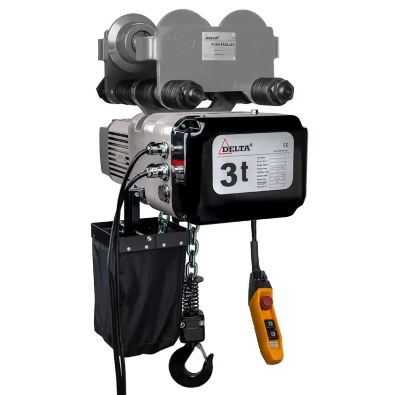 Delta SG.0.DTY.03002.10 Elektrische kettingtakel met duwloopkat DTY 400V 3 ton met 10 meter hijshoogte dubbele snelheid 1 part Laatste Kans