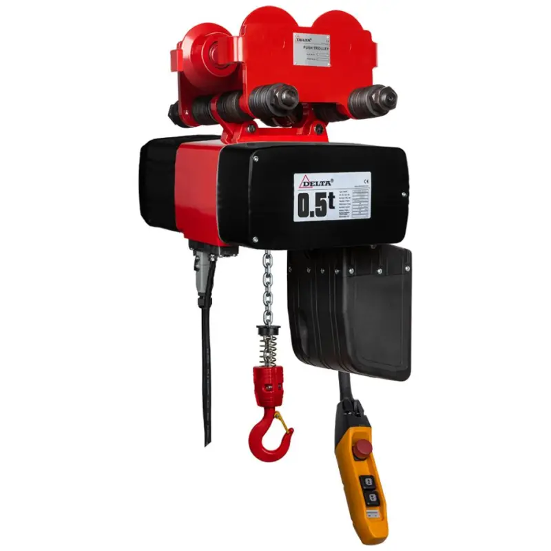 Origineel Delta DH.0.DMY.00513.03 Elektrische kettingtakel met duwloopkat DH DMY 230V 0,5 ton met 3 meter hijshoogte dubbele snelheid 1 part
