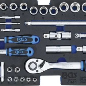 Aanbieding BGS 3341 Koffer inlegmodule BGS 3312, dopsleutelset 12,5 mm (1/2") + 6,3 mm (1/4") 77-delig